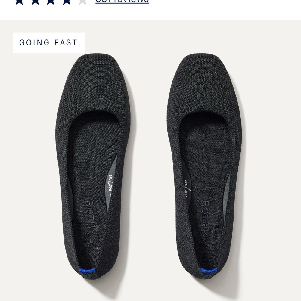 Rothy's Black Knit Square-Toe Flats